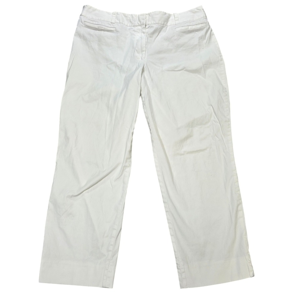 Talbots The Perfect Crop Curvy Pants Women's Size 12 White Cotton Blend Chino